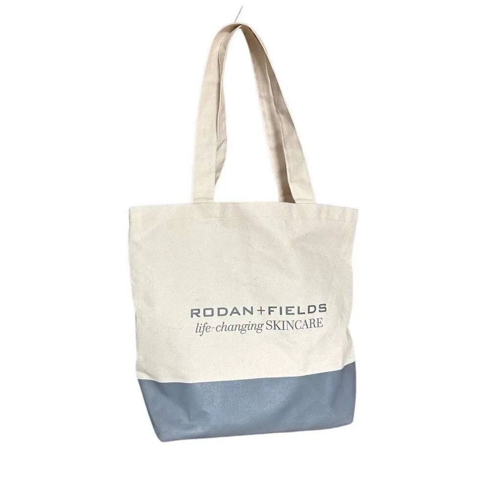Rodan + Fields Shoulder Tote Bag Cream and Grey Canvas